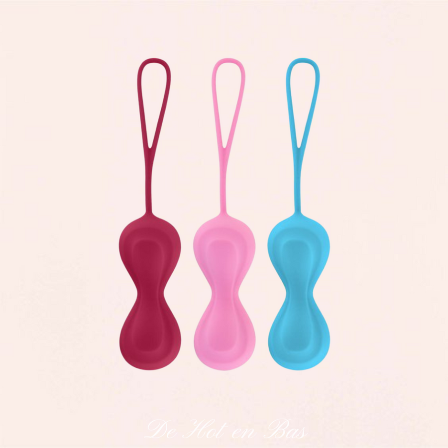 Coffret de 3 boules de geisha de couleurs intermédiaire en silicone de haute qualité de la marque Satisfyer.