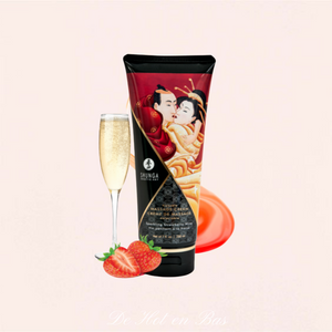Crème de massage délectable au parfum vin pétillant à la fraise de la marque Shunga pas cher.