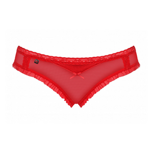 Culotte en dentelle rouge avec deux petits noeuds décoratifs pour femme