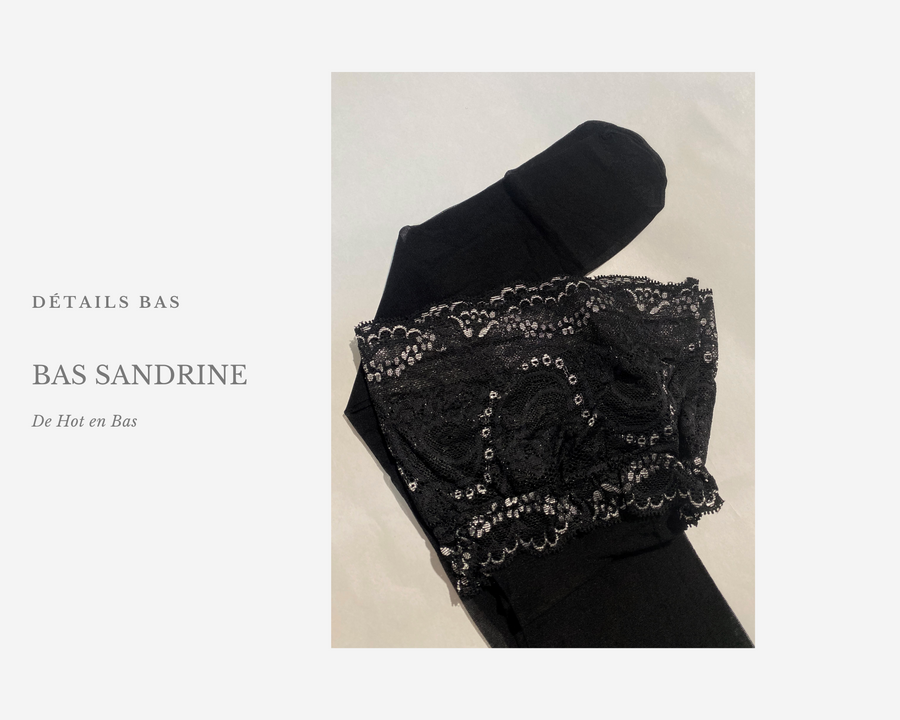 Détails fins et chic pour ces bas noir transparent de la collection Sandrine.