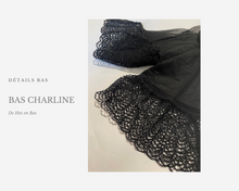 Charger l&#39;image dans la galerie, Achat de nos bas noir avec insert en dentelle transparent pour femme de la marque Obsessive.

