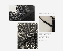 Charger l&#39;image dans la galerie, La nuisette noire en dentelle de la collection Cecilla dispose de détails raffiné pour un look très chic. 

