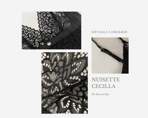 La nuisette noire en dentelle de la collection Cecilla dispose de détails raffiné pour un look très chic. 