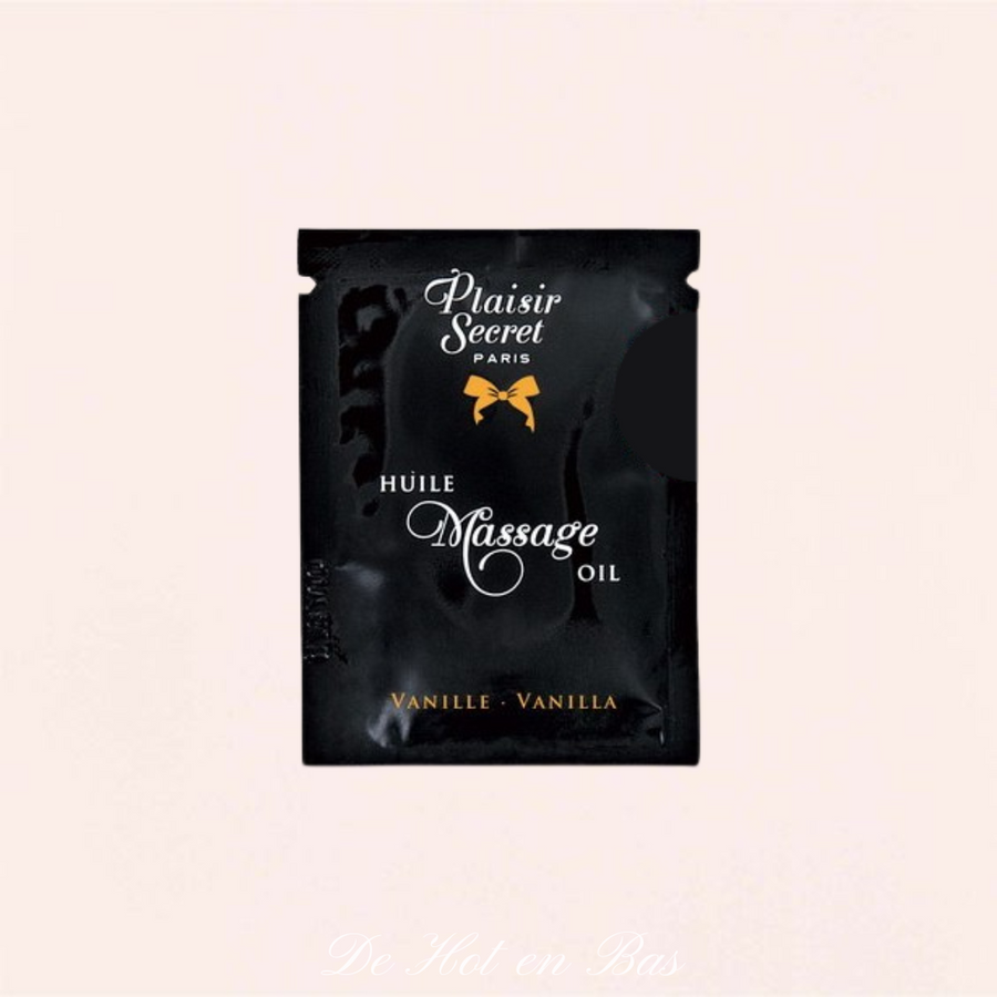 Notre dosette huile de massage parfumé saveur Vanille de la marque Plaisir Secret.