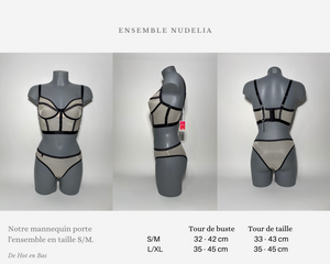 Notre collection Nudelia avec le soutien-gorge demi corset est disponible en taille S/M et L/XL pour femme sexy.