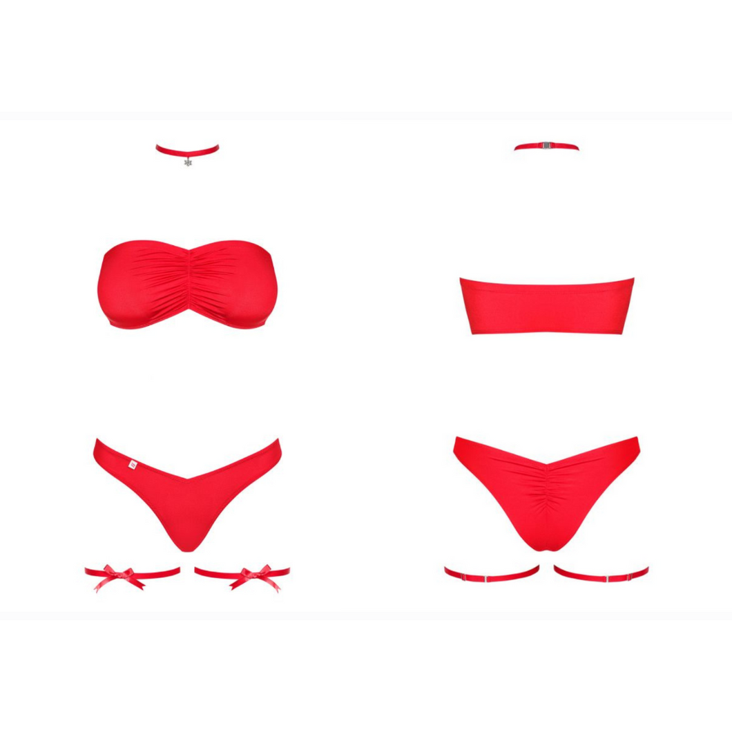Vente ensemble lingerie de mère noel, déguisement et costume pour femme 4 pièces livré rapidement chez vous.