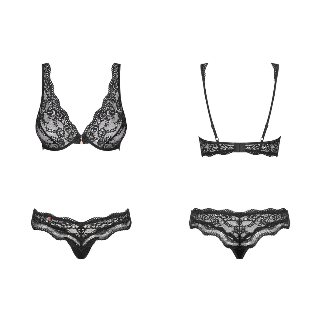 Cette magnifique lingerie deux pièces est un indispensable de la marque Obsessive.