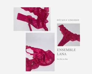 Les détails de l'ensemble de lingerie fuschia de la collection Lana est sexy et chic en couleur pour être parfaite en lingerie !