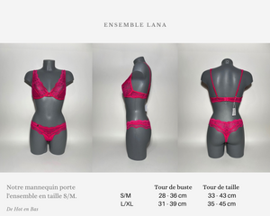 Notre ensemble de lingerie fuschia de la collection Lana est fabriqué en tissu élastique pour un confort total.