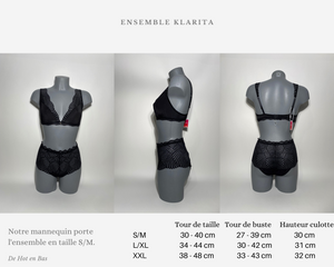 Ensemble de lingerie en dentelle noire de la collection Klarita disponible en taille XXL pour femme ronde.