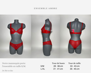 Ensemble rouge Ambre diponible en taille S/M et L/XL pour femme.