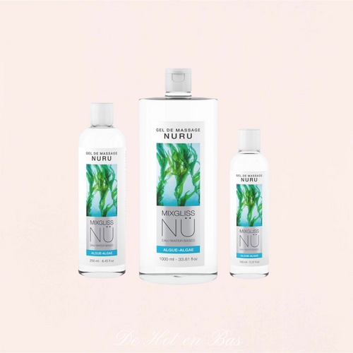 Achat gel de massage Nuru japonais pour les amoureux des massages très glissants. Disponible en 3 formats pour plus de choix.