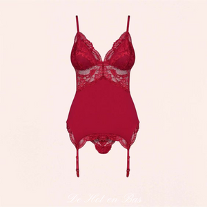Guêpière rouge rubis sexy pour femme Amanda de la marque Obsessive.