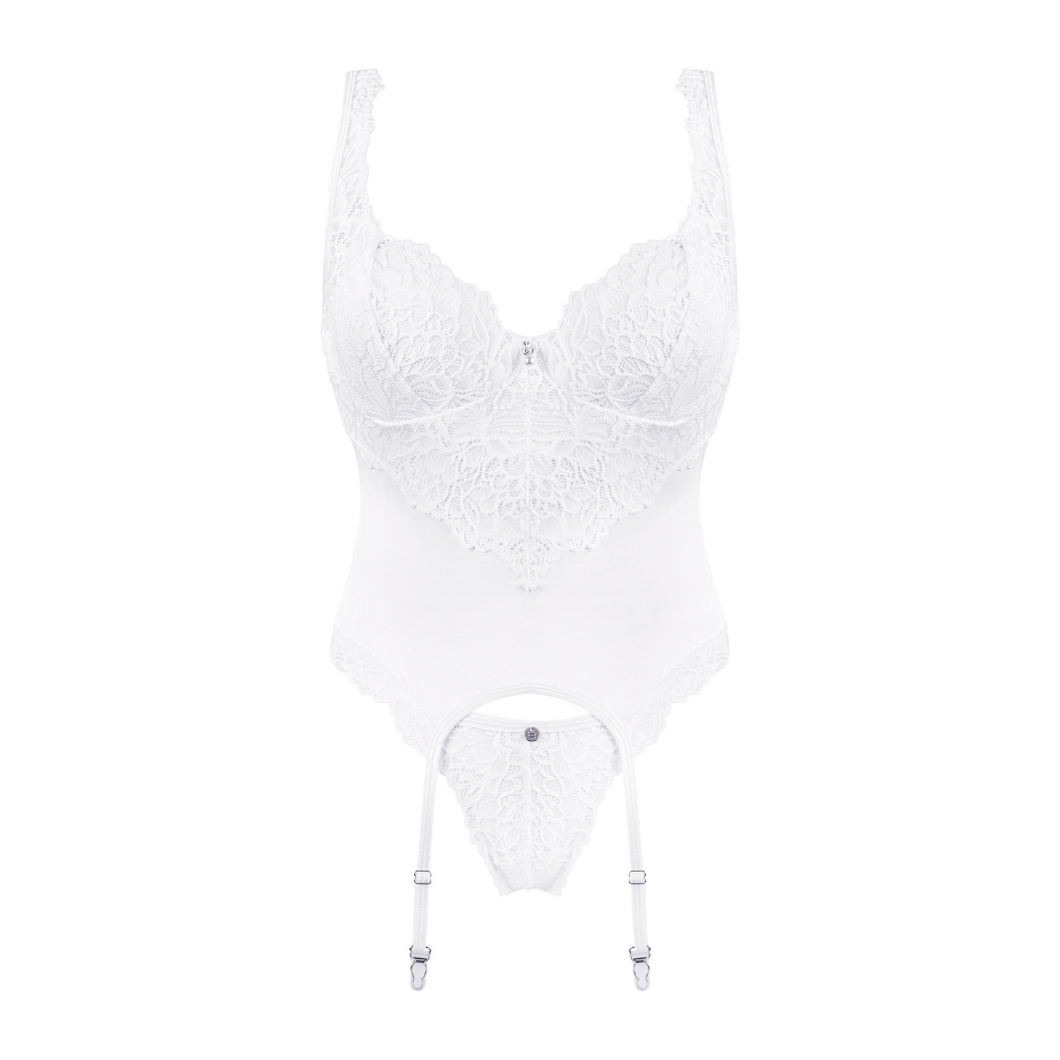 Achat guêpière pour femme sexy en dentelle blanche pour femme disponible sur notre site en ligne De Hot en Bas.