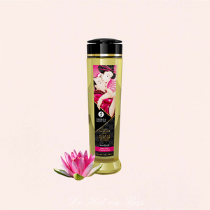 Une huile de massage de haute qualité pour vos massages sensuels Cœur de Lotus de la marque Shunga.