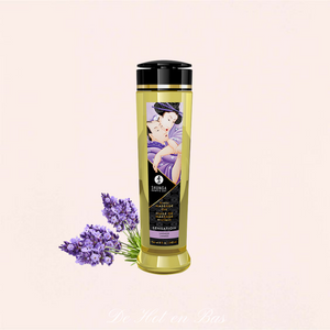 Sensation lavande pour cette huile de massage non grasse de la marque Shunga.