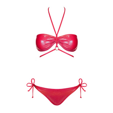 Charger l&#39;image dans la galerie, Maillot de bain et bikini torride pour femme dans un tissu agréable de couleur rouge brillant pailleté pour femme.
