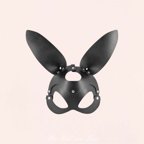Masque Bunny de la collection Fetish Tentation en tissu imitation cuir noir.
