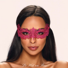 Charger l&#39;image dans la galerie, Achat masque en dentelle rose fuschia de la marque Obsessive pour femme.
