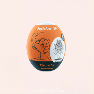 Masturbateur oeuf orange de la marque Satisfyer disponible sur notre site en ligne De Hot en Bas.