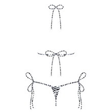 Charger l&#39;image dans la galerie, Le micro bikini St Tropez noir et blanc, à motif zébré de la marque Obsessive est disponible en taille unique sur notre site. Il convient pour les tailles S, M et L.

