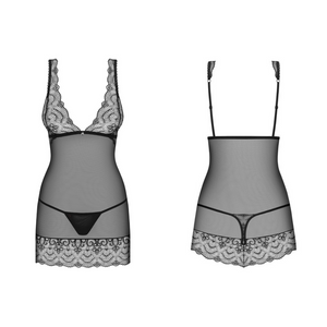 Achat ensemble deux pièces en dentelle transparente noire pour femme de la marque Obsessive, disponible sur notre boutique de lingerie au meilleur prix.