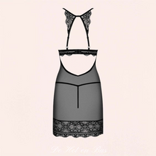 Charger l&#39;image dans la galerie, Cette nuisette est une lingerie indispensable pour femme comprend la nuisette noire et le string assorti inclus, livré dans une jolie boite prêt à offrir.
