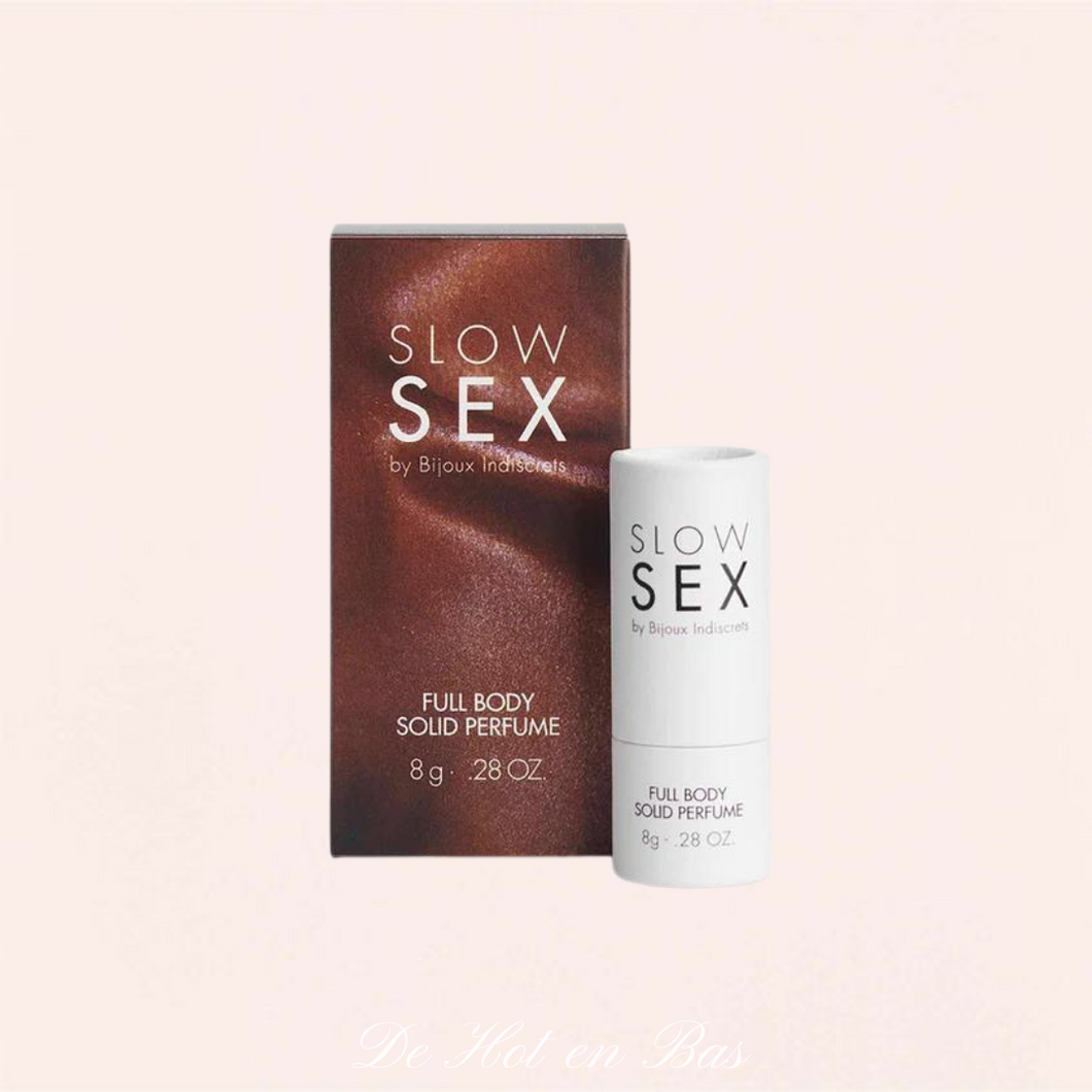 Vente parfum solide intime de la gamme Slow Sex pour femme et homme à petit prix disponible sur notre site en ligne.