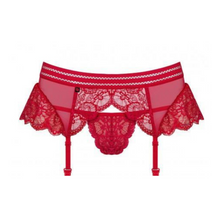 Charger l&#39;image dans la galerie, Vente porte-jarretelles en dentelle rouge de haute qualité pour femme de la marque Obsessive.
