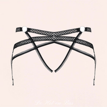Charger l&#39;image dans la galerie, Lanières élastiques noir pour cette culotte porte-jarretelles de la marque Obsessive.
