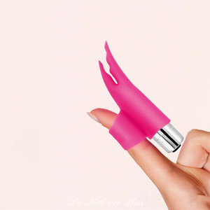 Le Finger Delight de couleur rose et petit mais très puissant avec plusieurs mode de vibration.