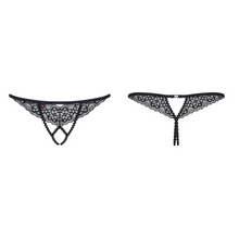 Charger l&#39;image dans la galerie, Achat string lingerie femme dentelle fleurs noires de la marque Obsessive, disponible sur notre boutique de lingerie au meilleur prix.
