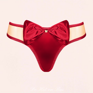 Magnifique string en tissu satin rouge très sexy pour émoustiller votre amoureux !