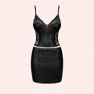 Notre ensemble corset et mini jupe noire de la collection Felisita est disponible sur notre site en ligne www.dehotenbas.com