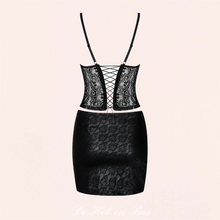 Charger l&#39;image dans la galerie, Notre ensemble corset pour femme de la marque Obsessive est fabriqué en tissu élastique noir très agréable au toucher.

