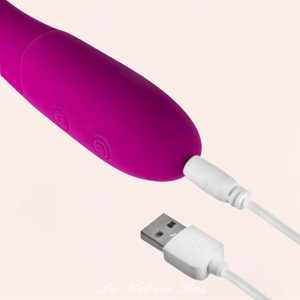 Câble USB fourni avec votre sextoy rabbit Bess de couleur rose.