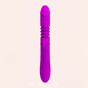 Vibromasseur rabbit rotative avec ergot va-et-vient en silicone violet De Hot en Bas Vibromasseur rabbit rotative avec ergot va-et-vient en silicone violet De Hot en Bas
