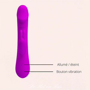 Le sextoy Pretty Love violet vibrant comporte deux boutons simple d'utilisation.